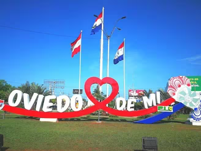 Entrance to the town of Coronel Oviedo in Paraguay